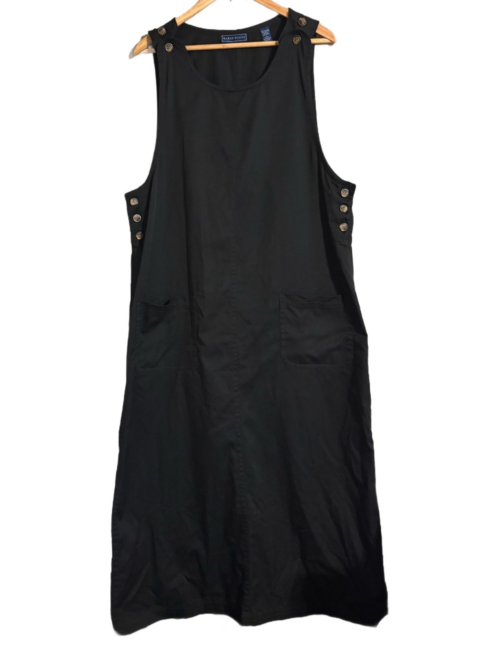 Vintage Karen Scott 90s Pinafore Maxi Dress w/ Black Pockets Women’s Size L